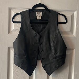 Women's Black Leather Vest